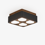Sky Hole Black Travertine & Walnut Flush Mount Ceiling Light