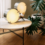 Duet Disc Modern LED Table Lamp with Dual Acrylic Shades, Nickel Finish