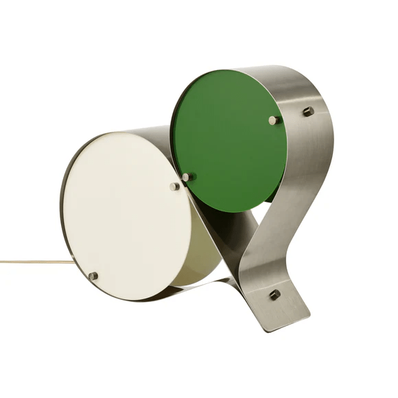 Duet Disc Modern LED Table Lamp with Dual Acrylic Shades, Nickel Finish