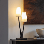 Roots Sculptural Table Lamp in Black Bronze with Fabric Shades