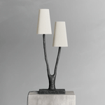 Roots Sculptural Table Lamp in Black Bronze with Fabric Shades