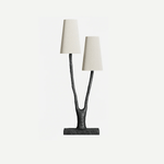 Roots Sculptural Table Lamp in Black Bronze with Fabric Shades