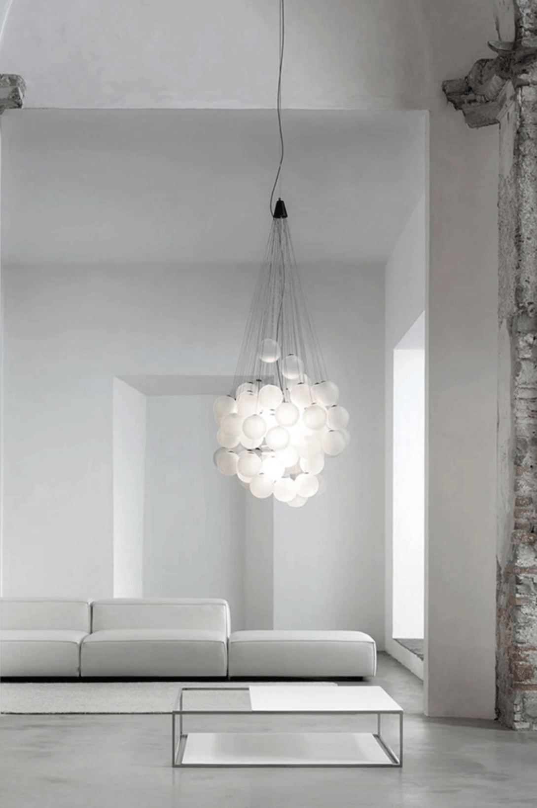 Cumulus Cascade Chandelier — Modern Glass Sphere Pendant Light