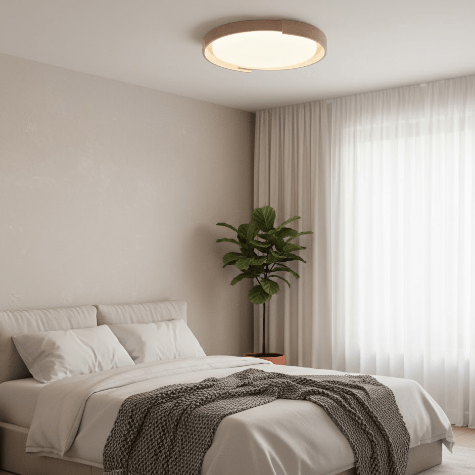 Orbital Edge Flush Mount Ceiling Light in Yellow Travertine