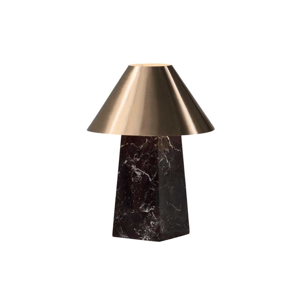 Conic Marble Table Lamp with Brass Shade for Modern Interiors