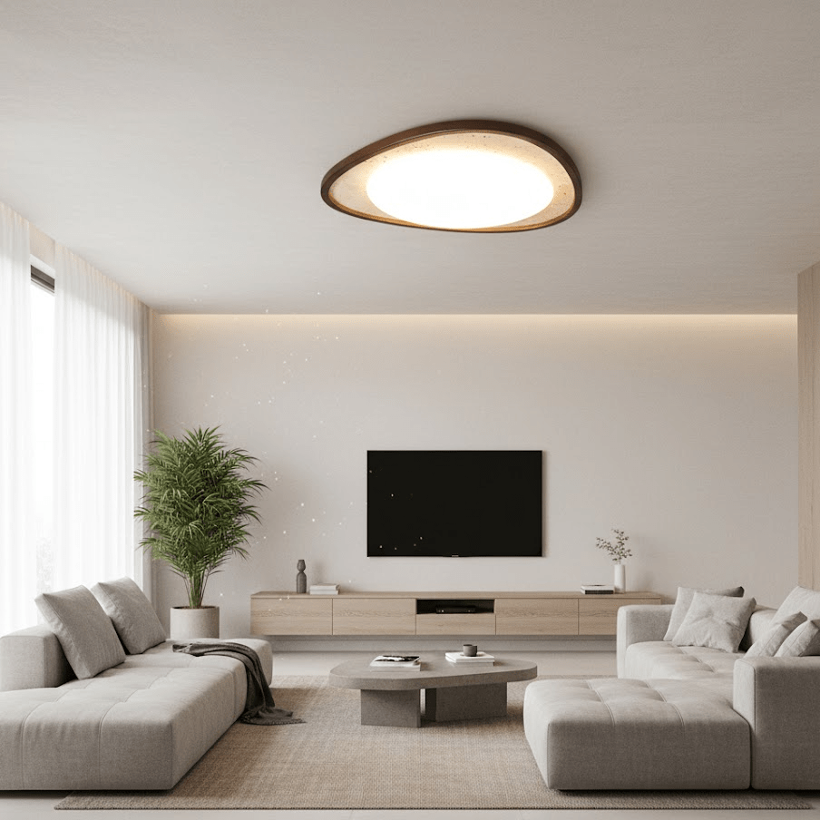 Lunaro Moonstone Travertine Ceiling Light – Modern Flush Mount LED