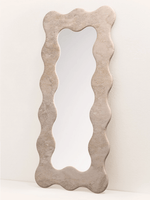 Serpentine Vert Marble Mirror Frame — Sculptural Wavy Edge Wall Mirror
