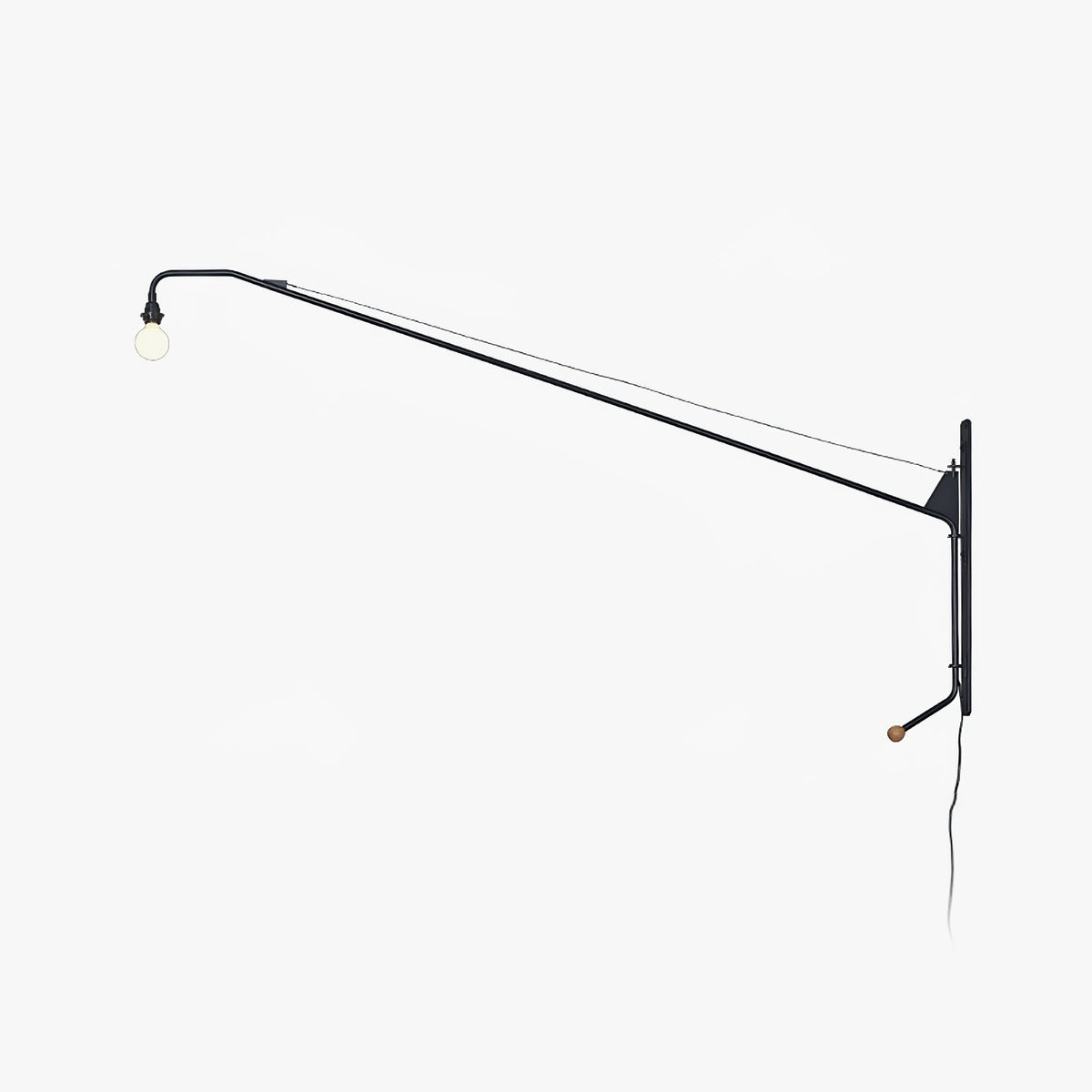 Modern Swing Arm Wall Sconce with Extended Reach in Matte Black