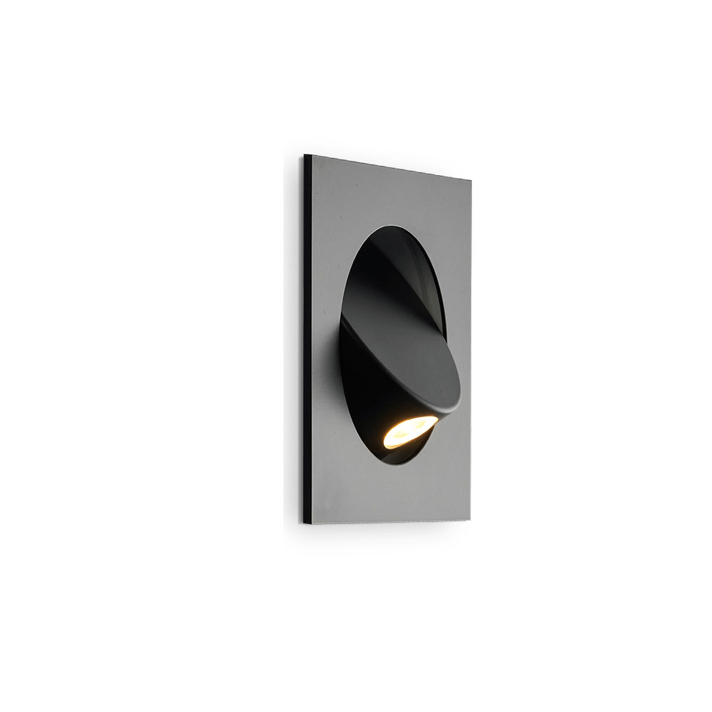 Modern Recessed Wall Sconce with Rotating LED Head, Black Finish
