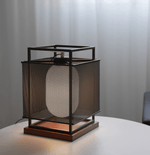Maelis Sculptural Table Lamp with Perforated Metal Shade and Wooden Base