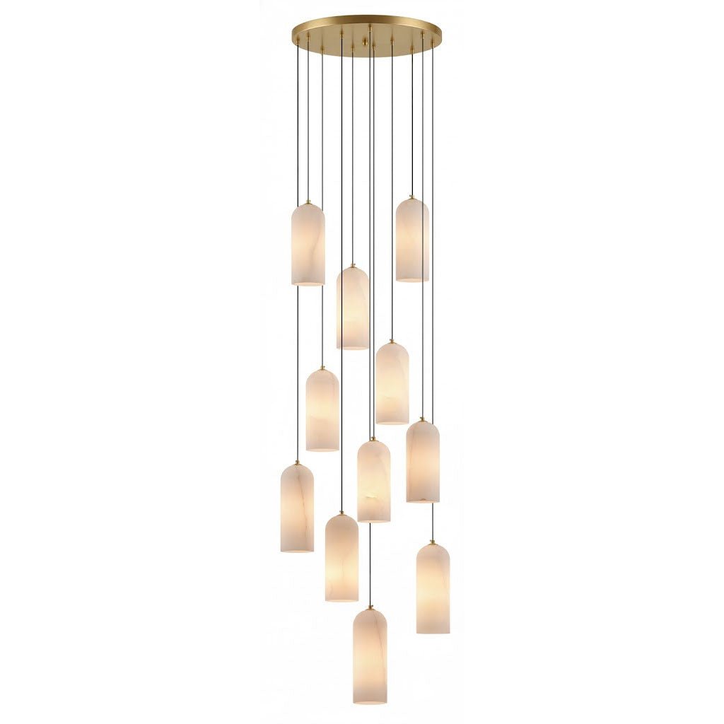 Monty Alabaster Pendant Light in Brass with Braided Cord