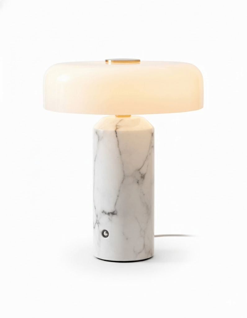 Lunara Marble Table Lamp with Opaline Glass Shade