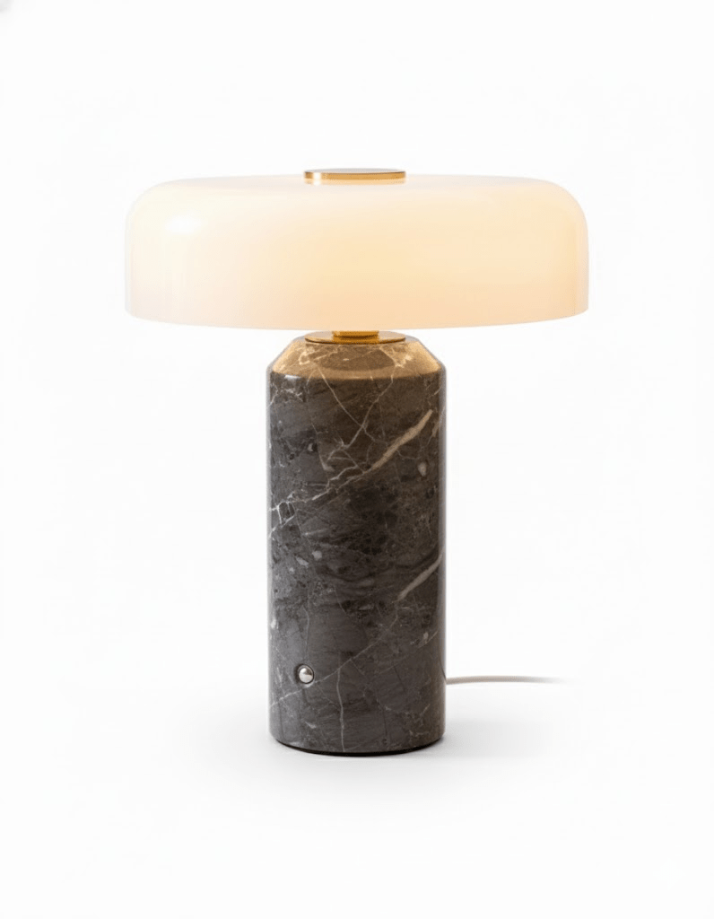 Lunara Marble Table Lamp with Opaline Glass Shade