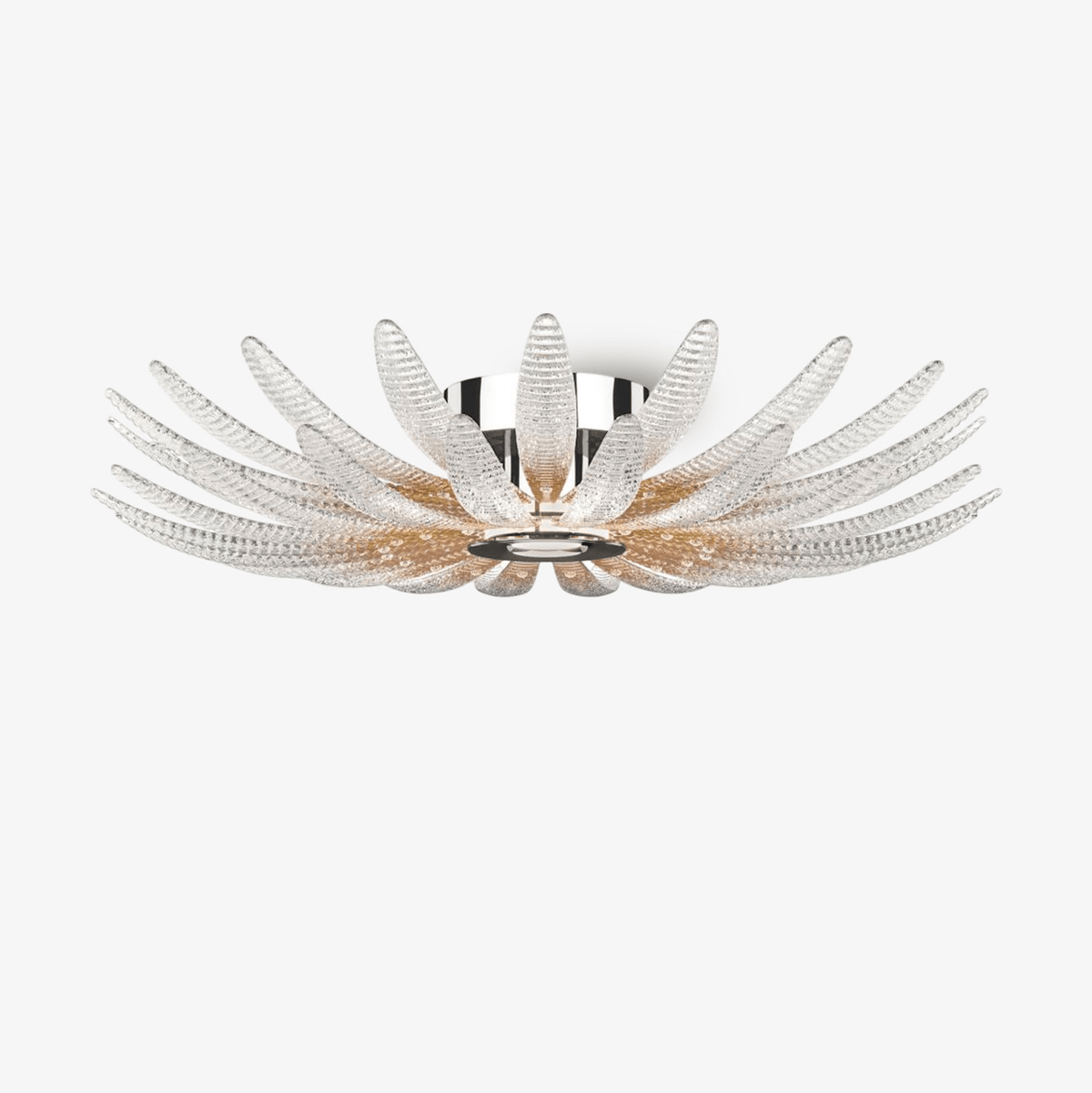 Aurelia Glass Petal Flush Mount Ceiling Light in Chrome