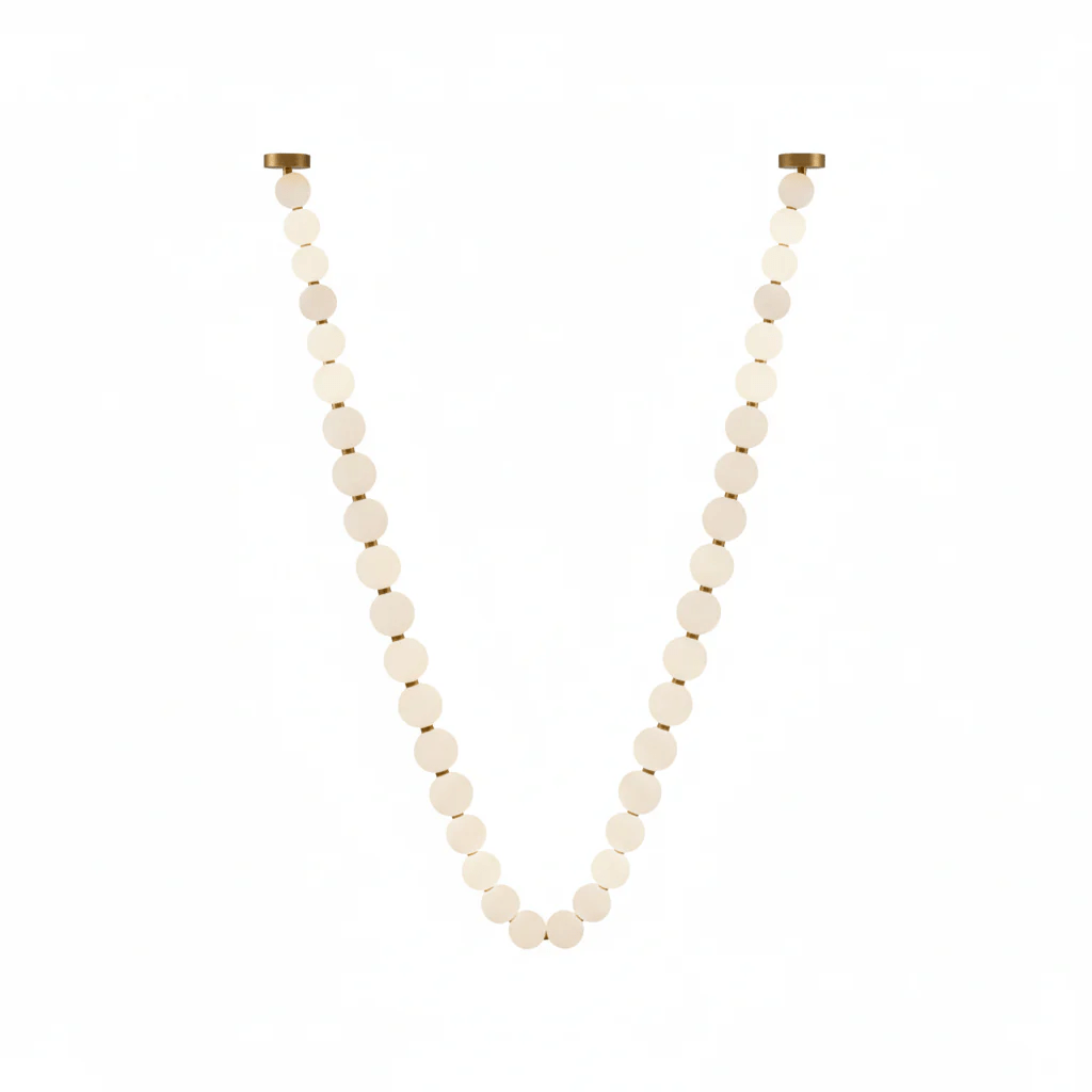 Pearl Necklace Acrylic Ball Chandelier, Modern Gold LED Pendant Light