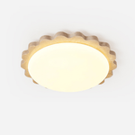 Travertine Scallop Edge Flush Mount Ceiling Light, Natural Stone LED