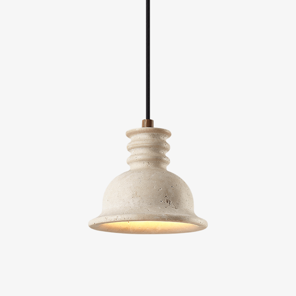 Cassian Stone Pendant Light – Travertine Bell Shade for Kitchen Island & Dining