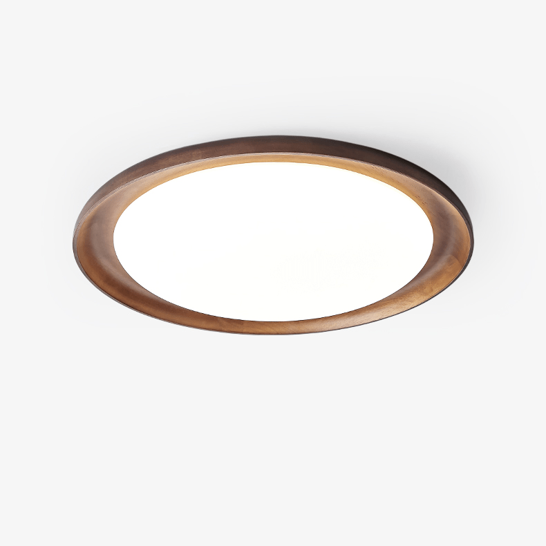 Rhylen Modern Wood LED Flush Mount Ceiling Light for Bedroom and Living Room