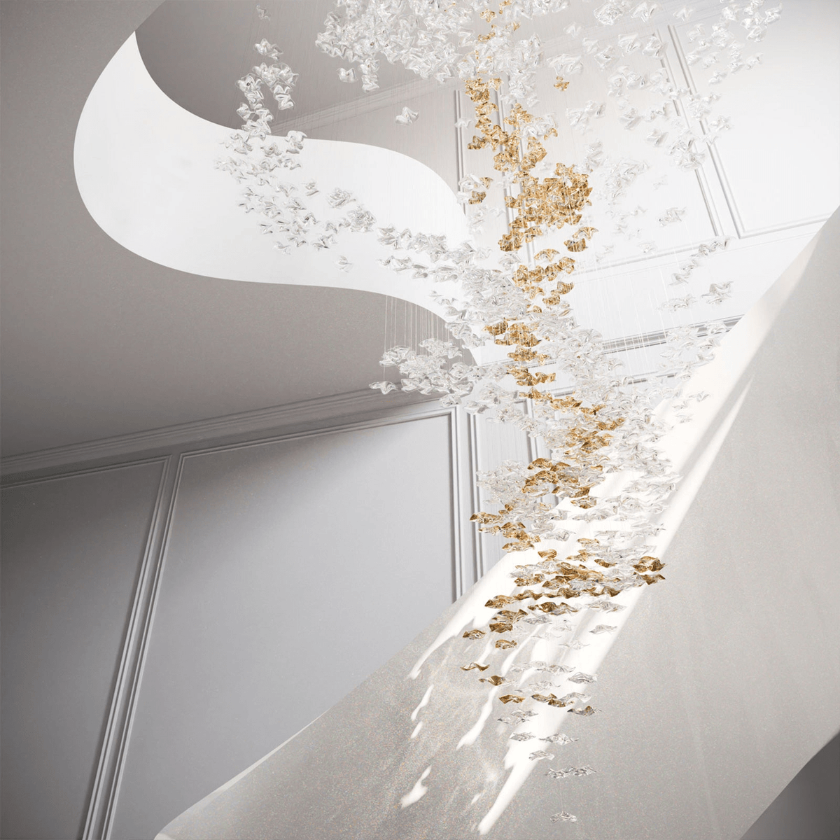 Tidal Art Glass Chandelier – Modern Cascading LED Pendant Light