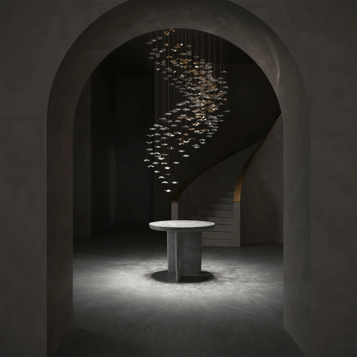 Tidal Art Glass Chandelier – Modern Cascading LED Pendant Light