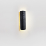 Kaedran Black Travertine LED Wall Sconce with Halo Backlighting