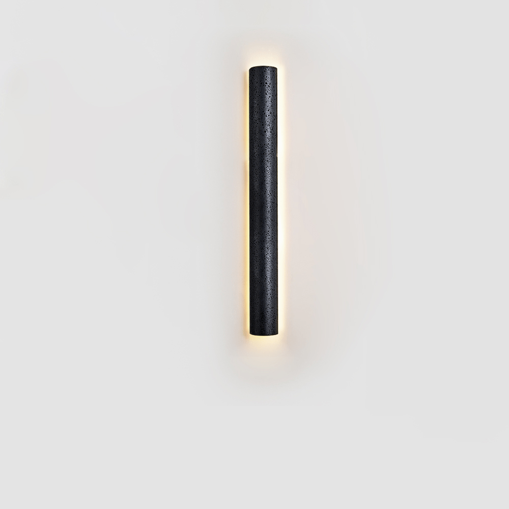 Kaedran Black Travertine LED Wall Sconce with Halo Backlighting
