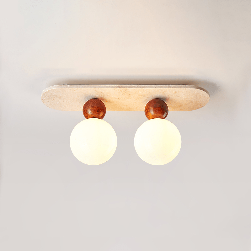 Telvian Ceiling Light in Yellow Travertine and Glass