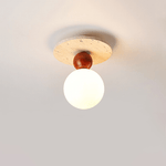 Telvian Ceiling Light in Yellow Travertine and Glass