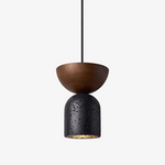 Volterra Echo Pendant Light in Black Travertine and Walnut