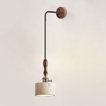 Arvilo Travertine Wall Sconce with Walnut Handle – Modern Bedside Lamp