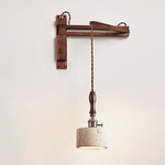 Arvilo Travertine Wall Sconce with Walnut Handle – Modern Bedside Lamp