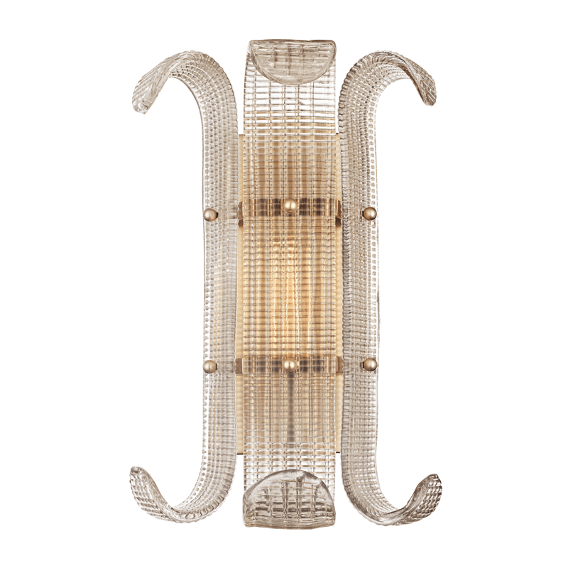 Brasher Wall Sconce in Champagne Glass and Gold Metal