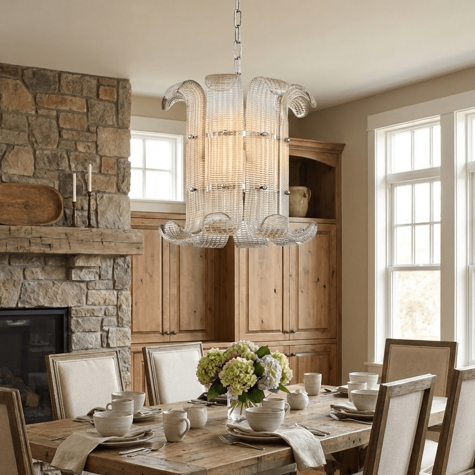 Brasher Small Chandelier — Modern Glass Pendant Light for Dining Room & Entryway