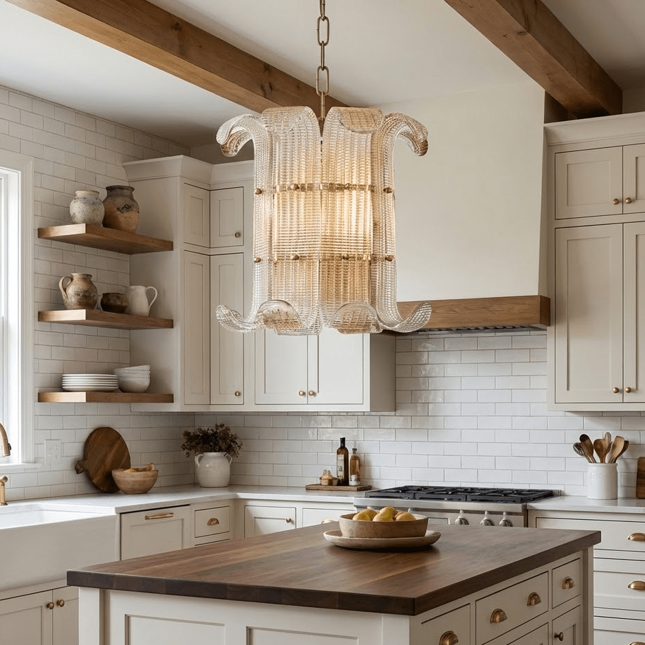 Brasher Small Chandelier — Modern Glass Pendant Light for Dining Room & Entryway