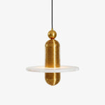 Saturn Alabaster Pendant Light – Sculptural Brass LED Chandelier