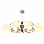 Nova Grove Chandelier – Modern Glass and Walnut Pendant Light