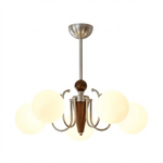 Nova Grove Chandelier – Modern Glass and Walnut Pendant Light