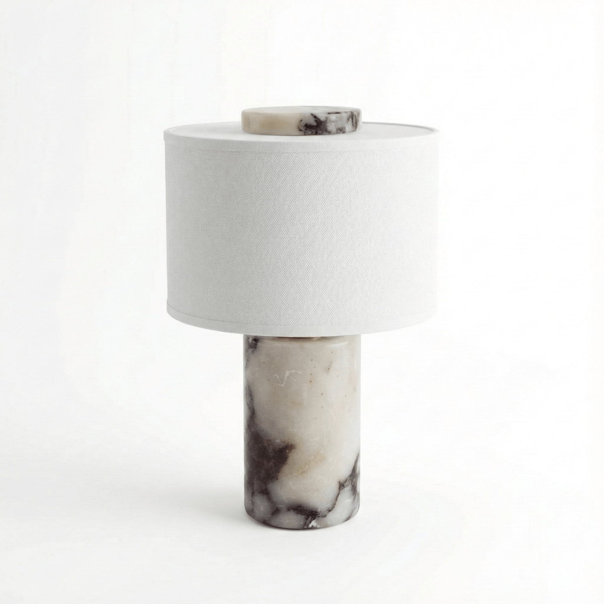 Helvion Sculptural Table Lamp with Marble Base and Linen Shade