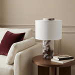 Helvion Sculptural Table Lamp with Marble Base and Linen Shade