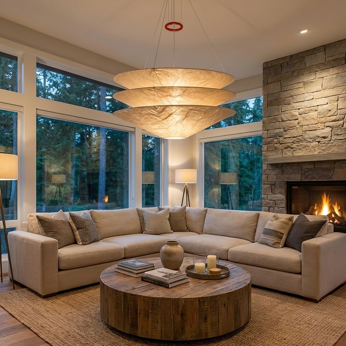 Kazu Cone Silk Pendant Light – Sculptural Mulberry Silk Hanging Lamp for Dining & Living Spaces
