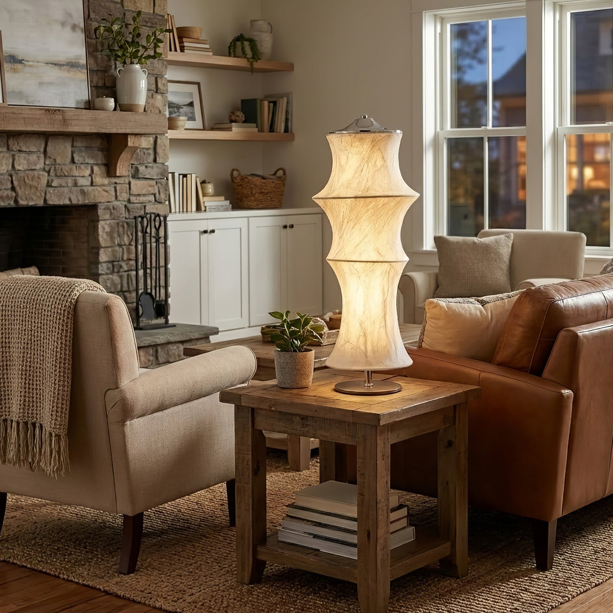 Silvara Cocoon Table Lamp – Mulberry Silk Shade, Modern Bedside Light
