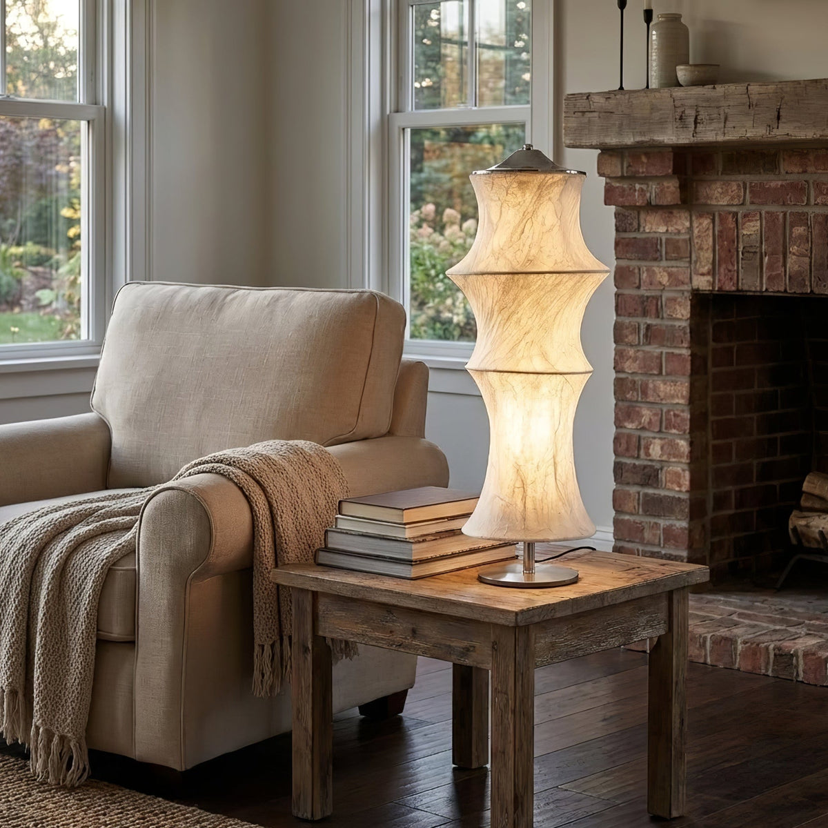 Silvara Cocoon Table Lamp – Mulberry Silk Shade, Modern Bedside Light