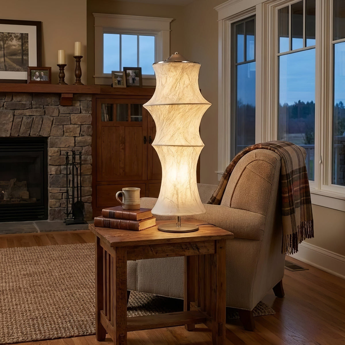 Silvara Cocoon Table Lamp – Mulberry Silk Shade, Modern Bedside Light