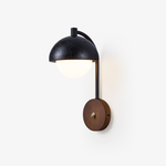 Morrow Dome Wall Sconce in Black Travertine with Opal Glass