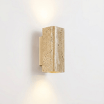 Tavora Arc Wall Sconce in Yellow Travertine and Walnut Wood