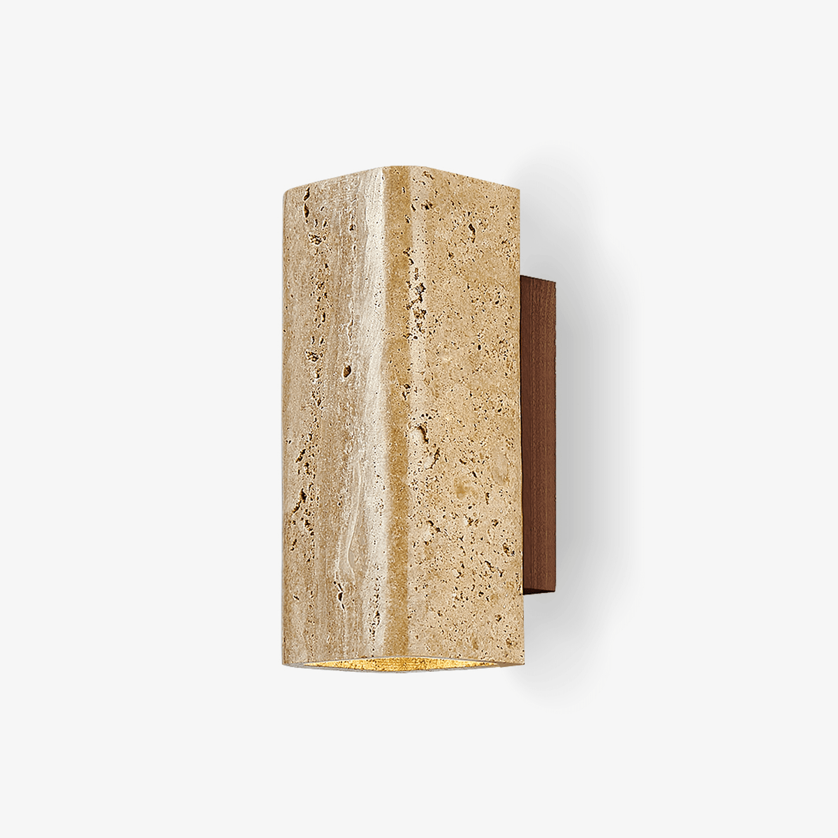 Tavora Arc Wall Sconce in Yellow Travertine and Walnut Wood