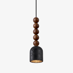 Vareon Totem Pendant Light – Sculptural Wood & Black Travertine Hanging Lamp