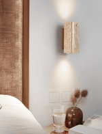Tavora Arc Wall Sconce in Yellow Travertine and Walnut Wood