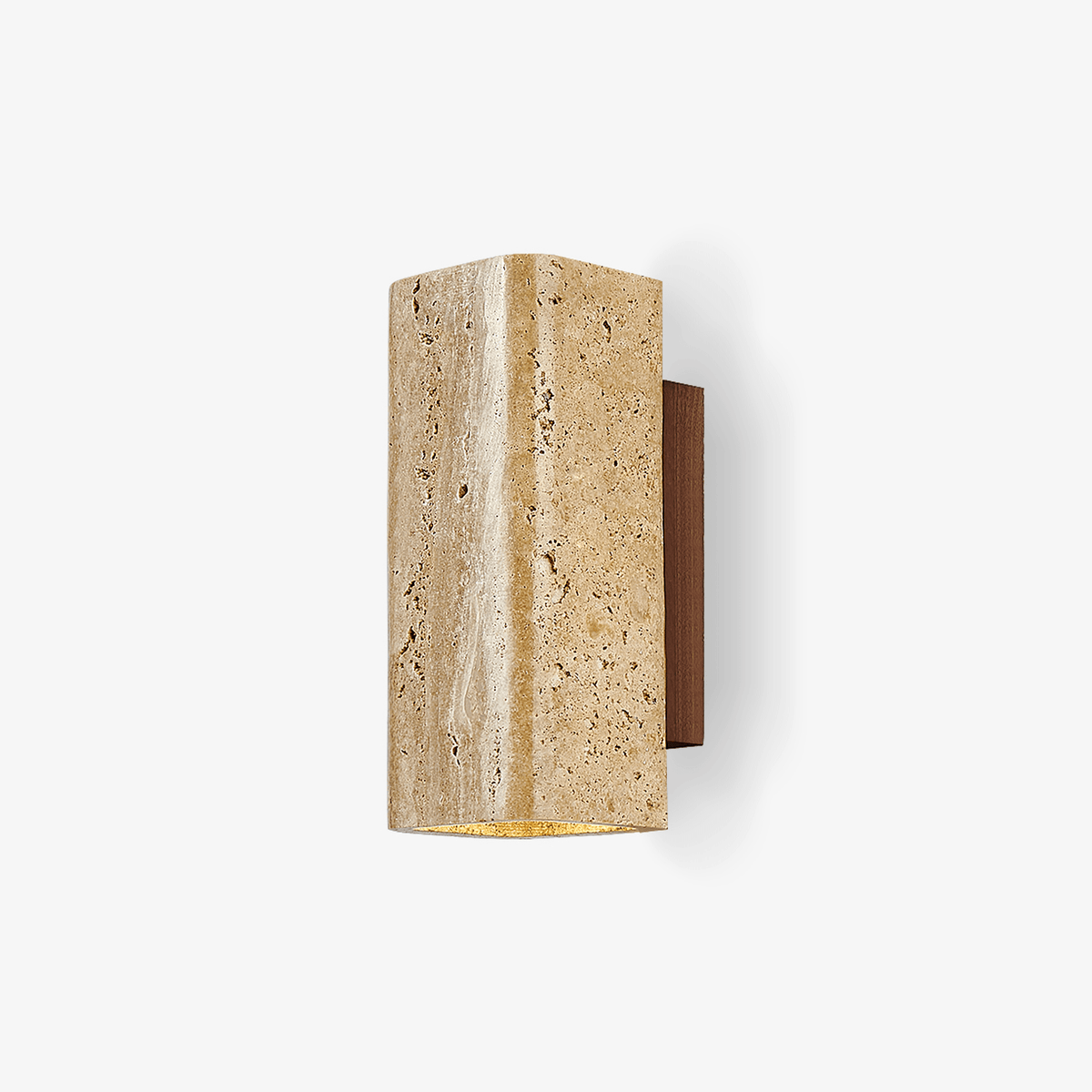 Tavora Arc Wall Sconce in Yellow Travertine and Walnut Wood