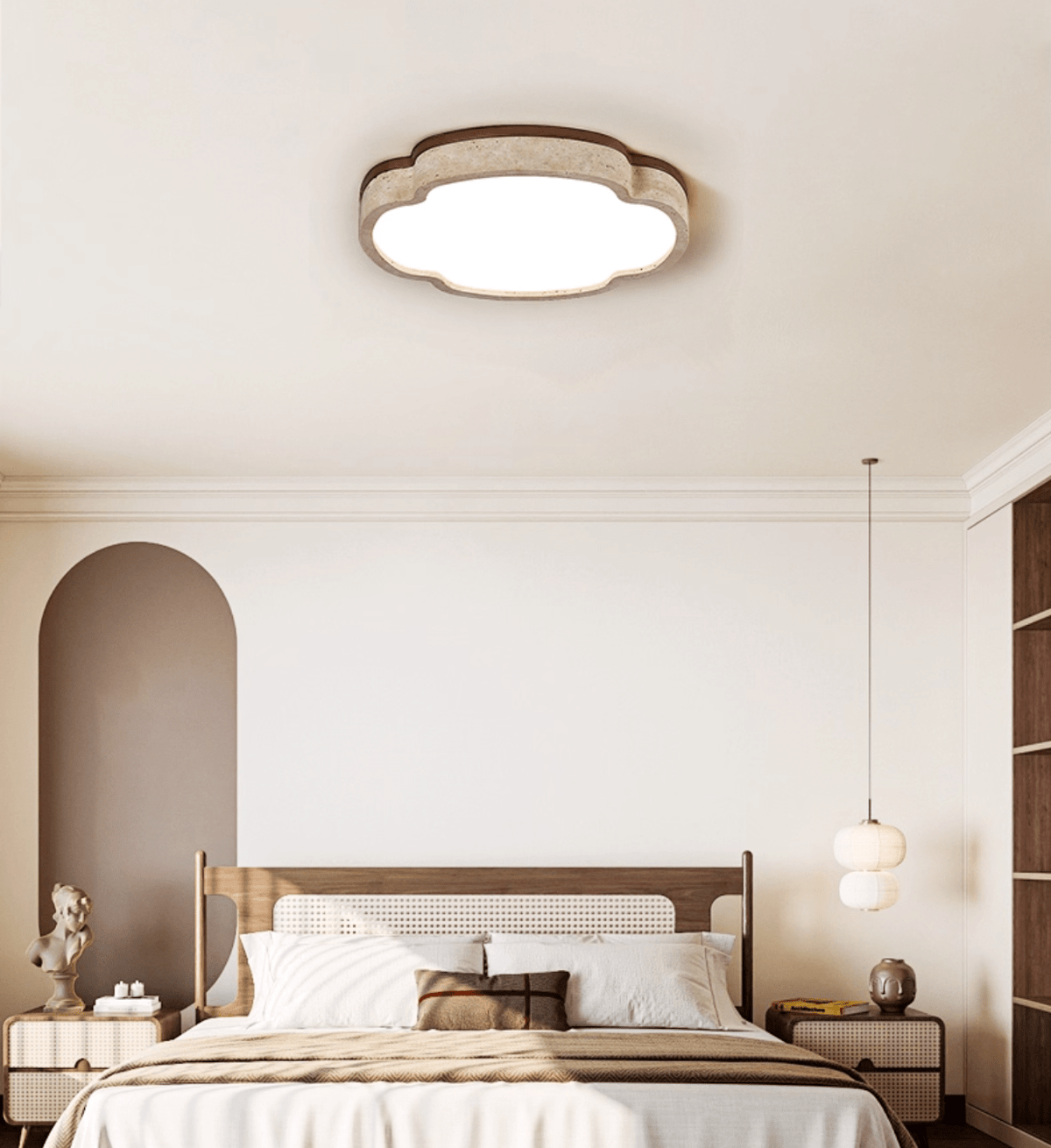 Cloudform Travertine LED Ceiling Light | Modern Flush Mount for Bedroom & Living Room